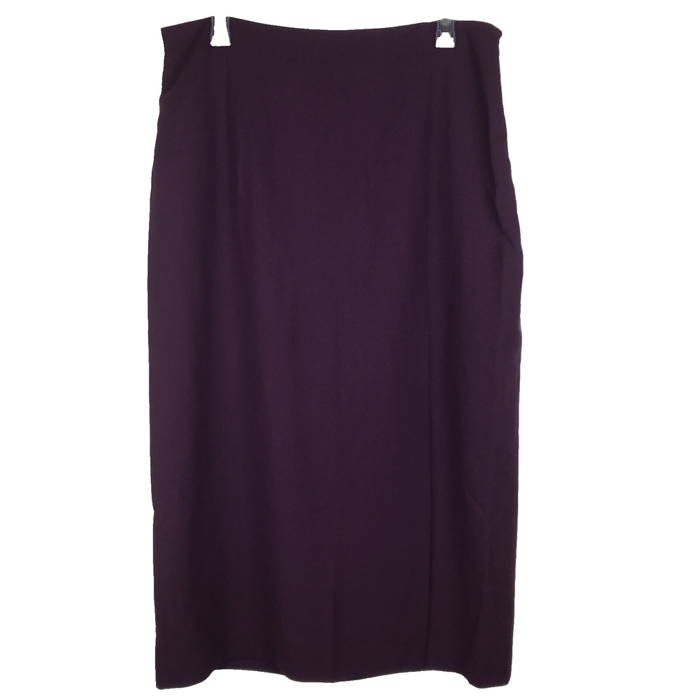 NWT VTG Gianni Sport Pencil Skirt Knee Length Front Slit Wool Purple Lined Sz 14